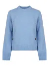 Bottega Veneta Felted Wool Knit Sweater With Side Buttons In Blue