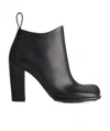 Bottega Veneta Shine Square Toe Ankle Boots In Black