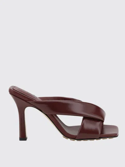 Bottega Veneta Leather Cross Strap Square Toe Mules In Brown