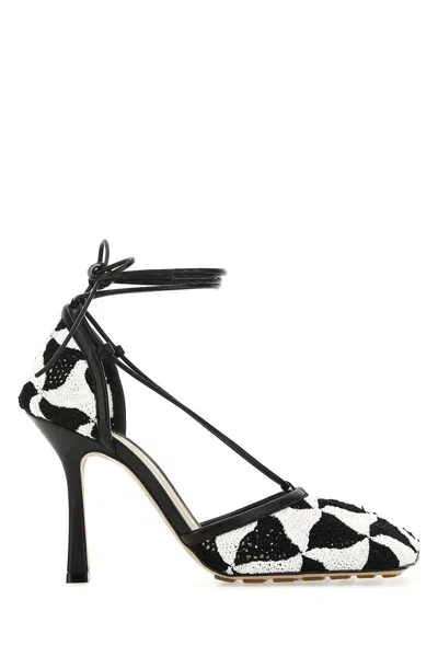 Bottega Veneta Phantom Crochet Stretch Lace-up Sandals In String,black