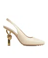 Bottega Veneta High-heeled Sandals With Knot Details In Sea Salt