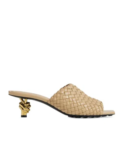 Bottega Veneta High-heeled Sandals With Knot Details In Beige