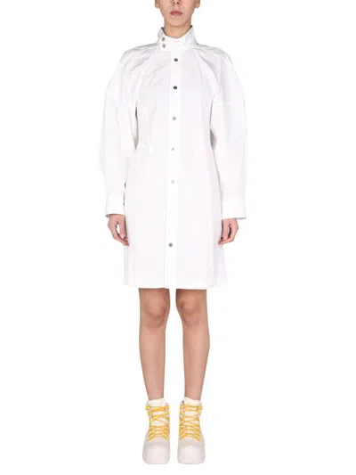 Bottega Veneta High Neck Dress With Button Detailing In White