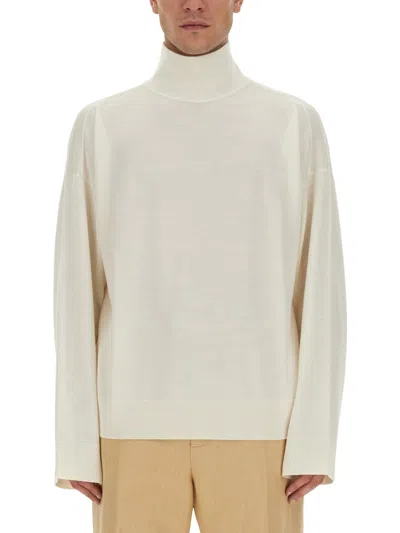 Bottega Veneta High Neck Embroidered Sweater For Men In White