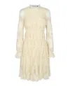 Bottega Veneta High Neck Lace Dress In Neutral