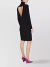 Bottega Veneta High Neck Long Sleeve Knit Dress In Black