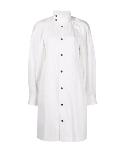 Bottega Veneta High-neck Poplin Shirt Dress In White