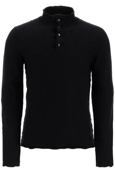 Bottega Veneta Distorted High Neck Wool Sweater In Black