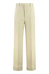 Bottega Veneta High-waisted Cotton Trousers With Rolled Cuffs