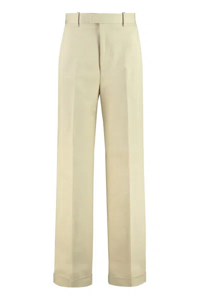 Bottega Veneta High-rise Cotton Trousers In White