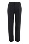 Bottega Veneta High-rise Cotton Trousers In Blue