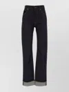 Bottega Veneta High-rise Denim Trousers Rolled Cuffs In Black
