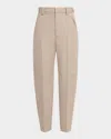 Bottega Veneta High-rise Tapered-leg Zip-hem Trousers In Neutral