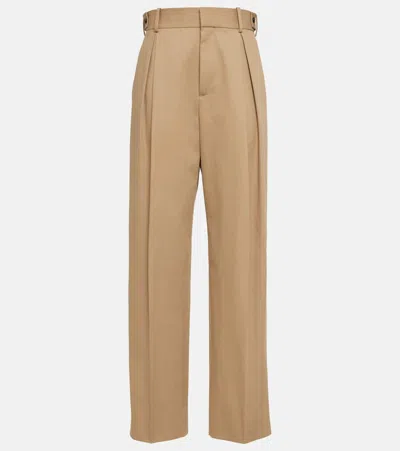 Bottega Veneta High-rise Twill Wide-leg Pants In Beige