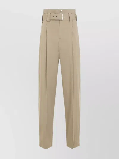 Bottega Veneta High Waist Belted Trousers In Neutrals