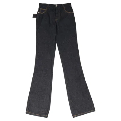 Pre-owned Bottega Veneta High Waist Jeans Size 38 Us2 Blue Indigo Wide Leg Flare Denim
