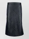 Bottega Veneta Womens Black Intrecciato Two-slip-pockets Leather Midi Skirt