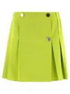 Bottega Veneta Pleated Wool-gabardine Mini Wrap Skirt In Green