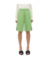 Bottega Veneta Pastel Green Leather Shorts