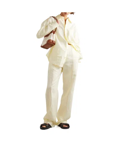 Bottega Veneta High-waist Straight-leg Trousers In White