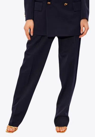 Bottega Veneta High-waist Tailored Wool Pants In Navy