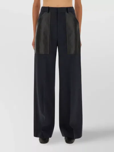Bottega Veneta High Waist Wide Leg Trousers In Black
