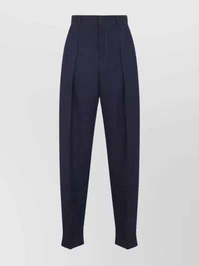 BOTTEGA VENETA HIGH WAIST WOOL DRILL TROUSERS
