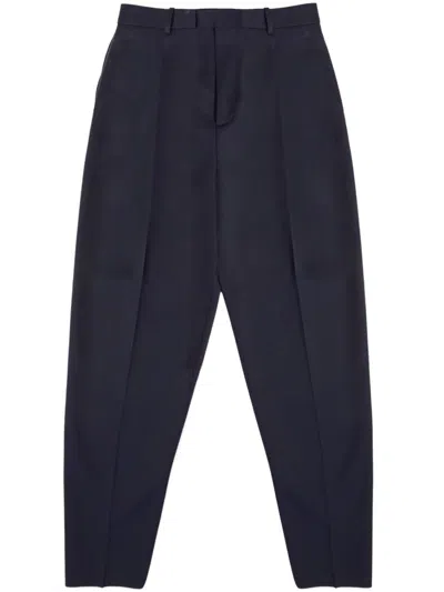 Bottega Veneta High-waisted Blue Wool Trousers With Belt Loops