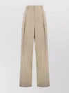 Bottega Veneta High-waisted Cotton Trousers Wide-leg