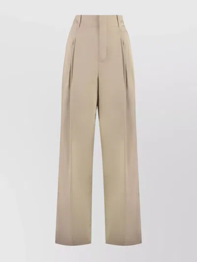Bottega Veneta High-waisted Cotton Trousers Wide-leg