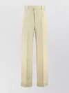 Bottega Veneta High-waisted Cotton Trousers With Rolled Cuffs