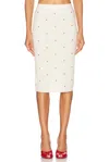 Bottega Veneta Womens Matches Embroidered Fine-knit Cotton-blend Midi Skirt Chalk-vernis In Chalk & Vernis
