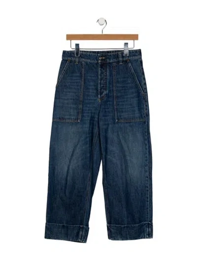 Pre-owned Bottega Veneta High-rise Wide Leg Jeans In Blue