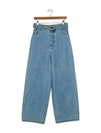 Pre-owned Bottega Veneta High-rise Wide Leg Jeans In Blue