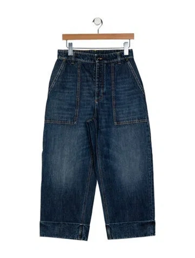 Pre-owned Bottega Veneta High-rise Wide Leg Jeans In Blue