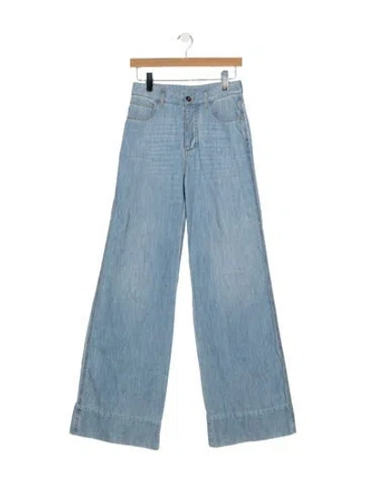Pre-owned Bottega Veneta High-rise Wide Leg Jeans In Blue
