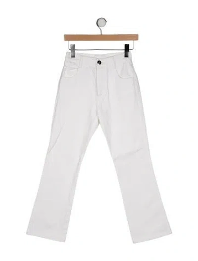 Pre-owned Bottega Veneta High-rise Wide Leg Jeans In White