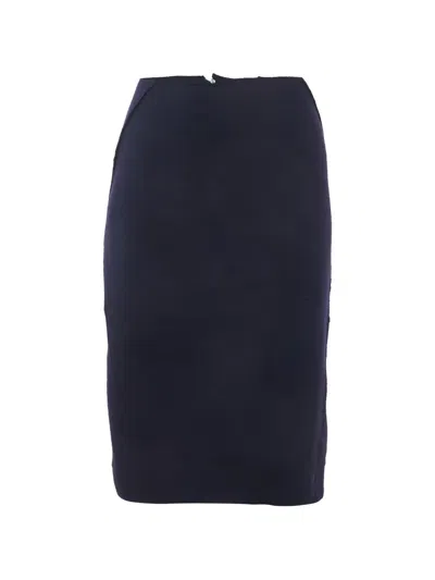 Pre-owned Bottega Veneta High-waist Pencil Skirt In Blue