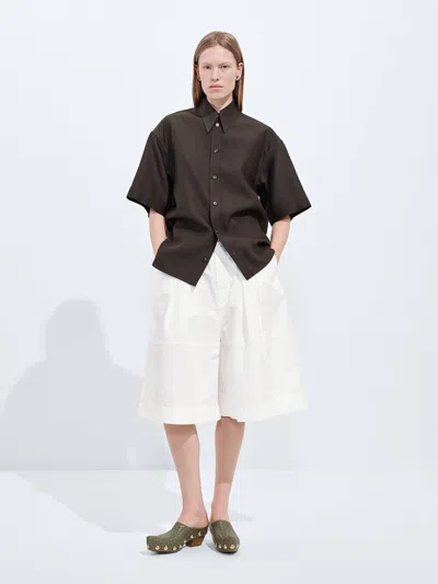 Bottega Veneta High-waisted Wide Leg Shorts - Size 38 In Brown