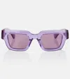 Bottega Veneta Hinge Square Sunglasses In Violet-violet-violet