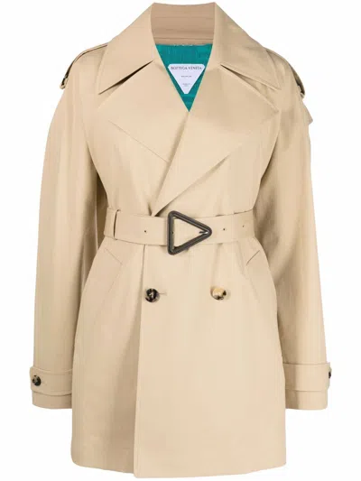 Bottega Veneta Hooded Belted Trench Coat In Nude