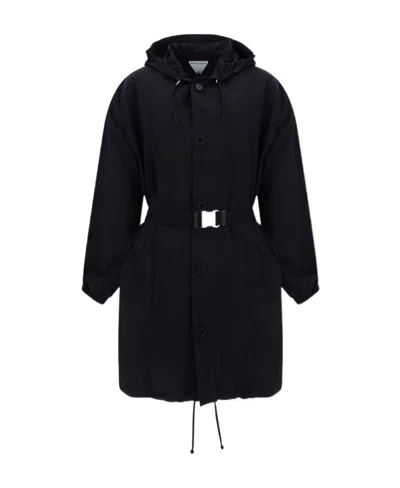 Bottega Veneta Hooded Coat In Black