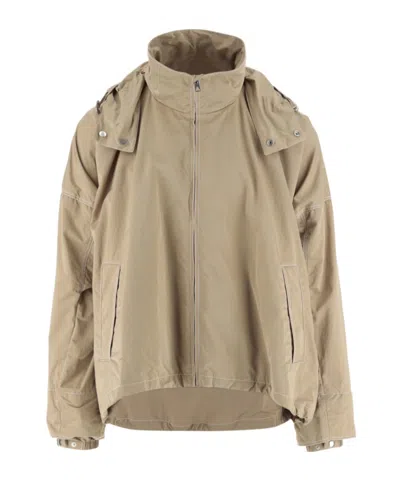Bottega Veneta Hooded Contrast-stitching Jacket In Nude