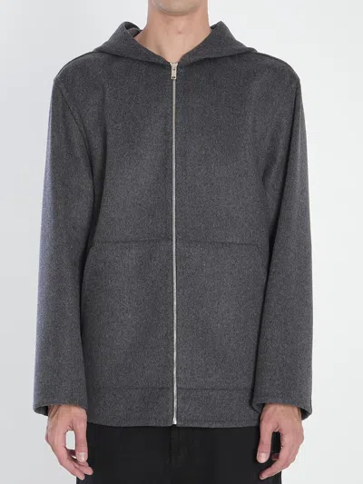 Bottega Veneta Hooded Double Face Wool Blouson In Black