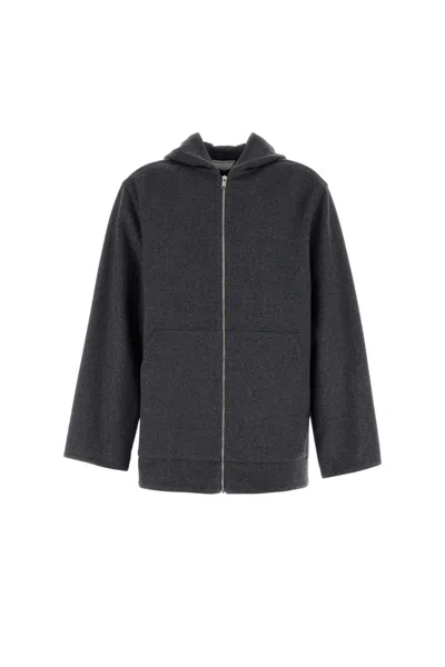 Bottega Veneta Dark Grey Wool Sweatshirt In Black