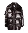 Bottega Veneta High-shine Puffer Jacket In Brown