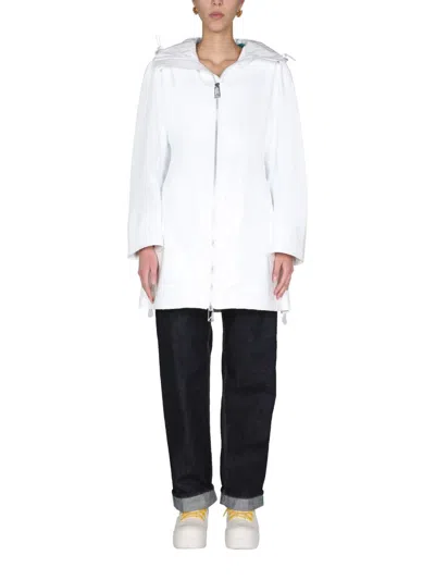 Bottega Veneta Hooded High Neck Parka Jacket In White