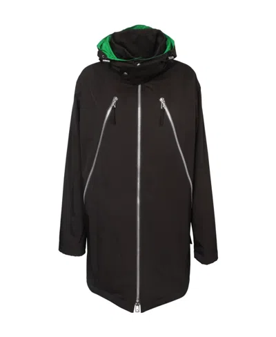 Bottega Veneta Hooded Zip Coat In Black