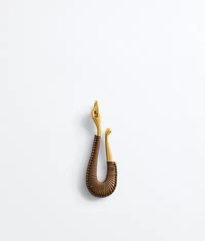 Bottega Veneta Hook Key Ring In Dark Caramel