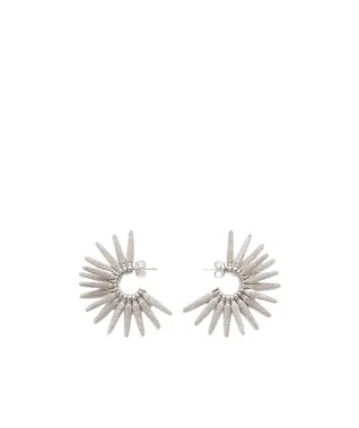 Bottega Veneta Hoop Earrings In White